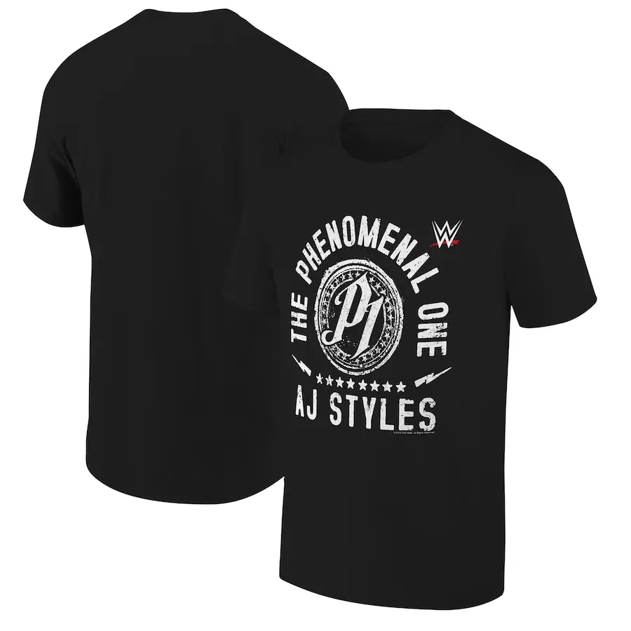 Men's Ripple Junction Heather Navy AJ Styles The Phenomenal One T-Shirt,  WWE Shirt, Wrestlemania Unisex T-Shirt, Unisex Graphics Cotton Tee, Short Sleeve Casual Cotton Tee, Gift for Fans