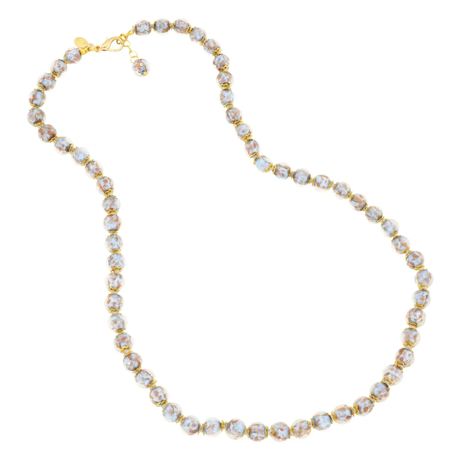 Glass Of Venice Murano Glass Sommerso Long Necklace, Periwinkle, European Style Long Length Costume Jewelry Necklace, Long Length Necklaces, European Style Necklaces