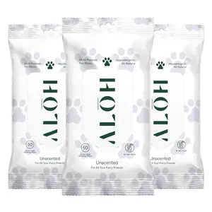 ALŌH Hypoallergenic | All-Natural | Multi-Purpose Pet Wipes Unscented | 3 Pack of 50ct Wipes (150 Wipes)
