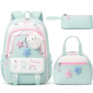 Fimibuke 3-in-1 School Backpack Set, Waterproof Bookbag with Lunch Bag & Pencil Case, Lightweight for School Girls Boys