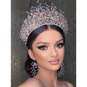 Luxurious Rhinestone Wedding Crown Handmade With Rhinestones For Women Bridal Headpiece Royal Tiaras