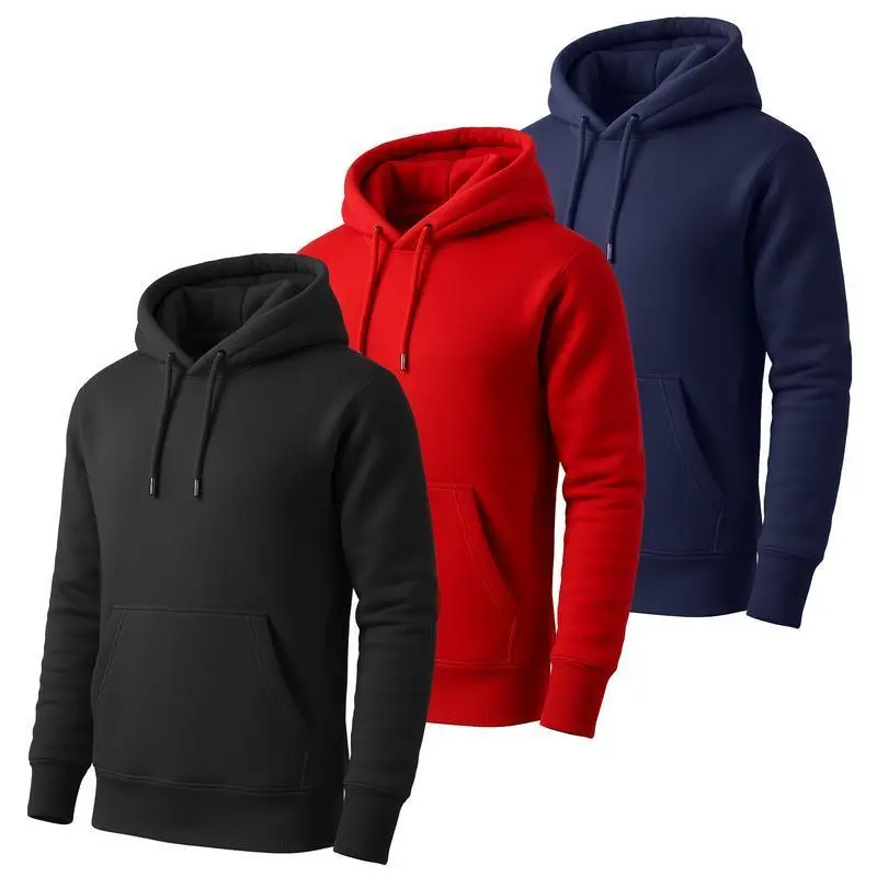 Men's 3 Pack Heavyweight Fleece Lined Zip & Pullover Hoodies Menswear Plain Men's 3 Pack Heavyweight Fleece Lined Zip & Pullover Hoodies Menswear Plain