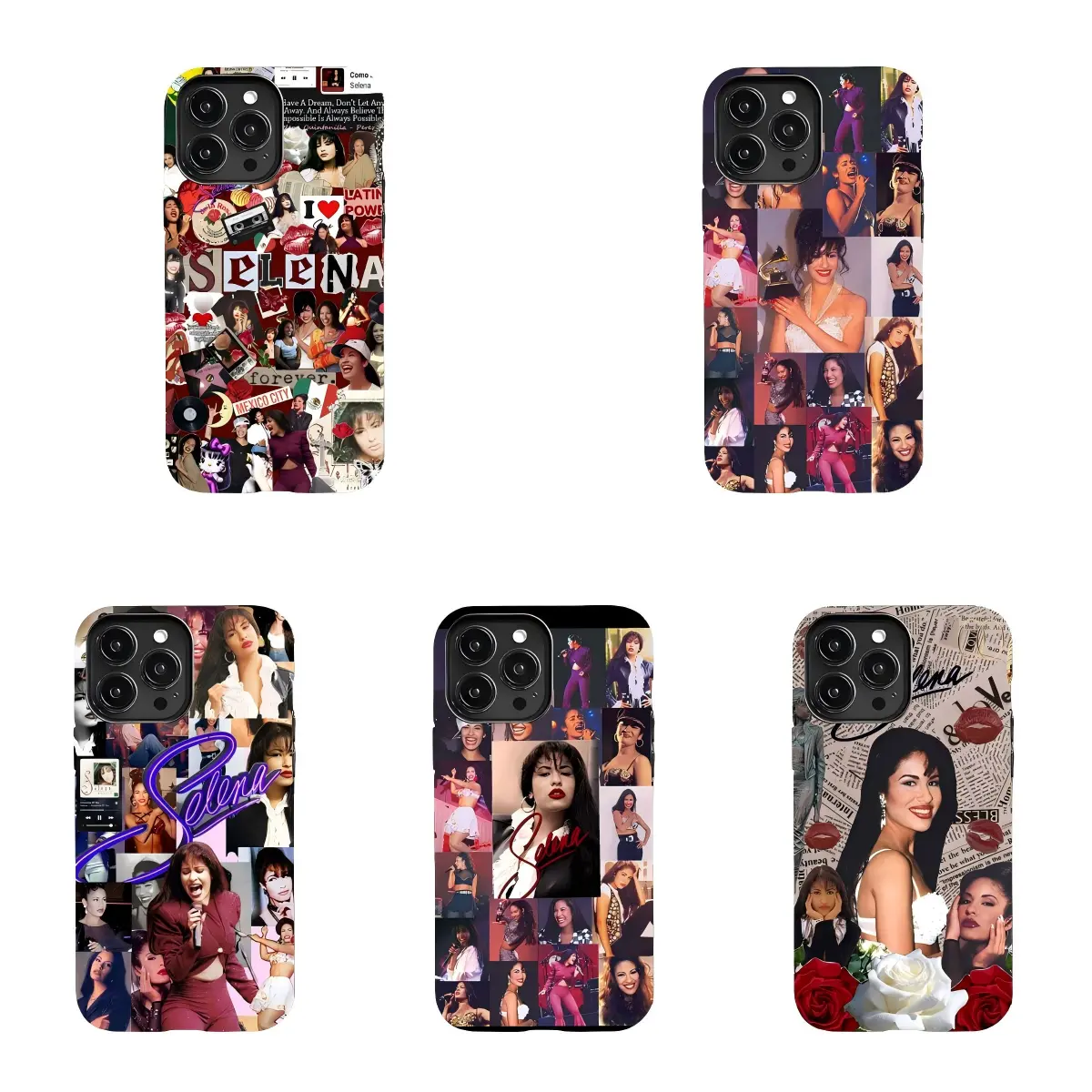 Selena Quintanilla Fan Art Phone Case Set (5 Designs),Suitable for iPhone 17/16/15/14/13/12/11 Pro Max/Plusand Samsung Galaxy S23-25, shock-absorbing, anti-drop protective case, lightweight, new fashion trend design