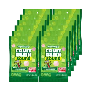FruitBlox Unspeakable SOURS Apple Strawberry Watermelon Gummies 12 x 5oz Bags Real Fruit Juice No Artificial Colors Vegan Gluten Free Chewy Tangy Sweet Bonbon Candy