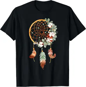 100% Cotton Colorful Dreamcatcher Feathers Tribal Native American Indian T-Shirt