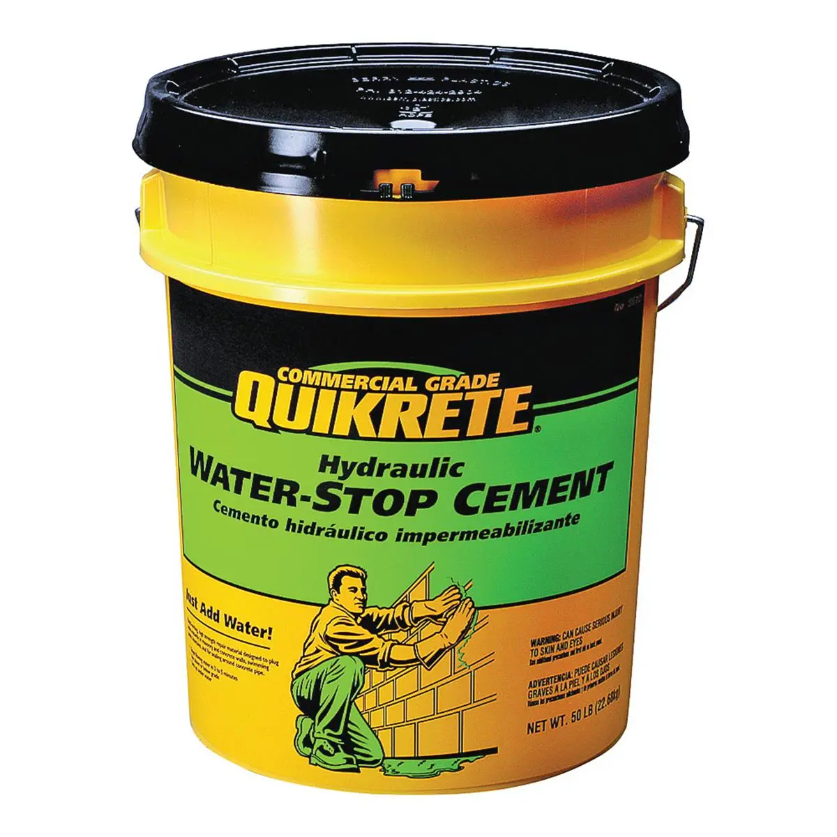 Quikrete Hydraulic Water-Stop Cement - Grey, 52 lbs, High Strength Leak Repair for Swimming Pools, Foundations, Blocks Running Water, Seals Around Concrete Pipe, Above/Below Grade Masonry Applications