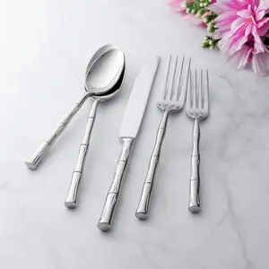 Aesthetic Bamboo Silverware Set – 20-Piece Stainless Steel Flatware, Service for 4, Dishwasher Safe