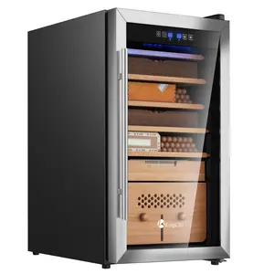 KingChii Upgrade 82L Electric Cigar Humidor Temperature & Humidity Control, Built-in Humidification System with Spanish Cedar Wood Shelves & Drawer Hygrometer Father's Day Gifts for Men(574 Capacity)