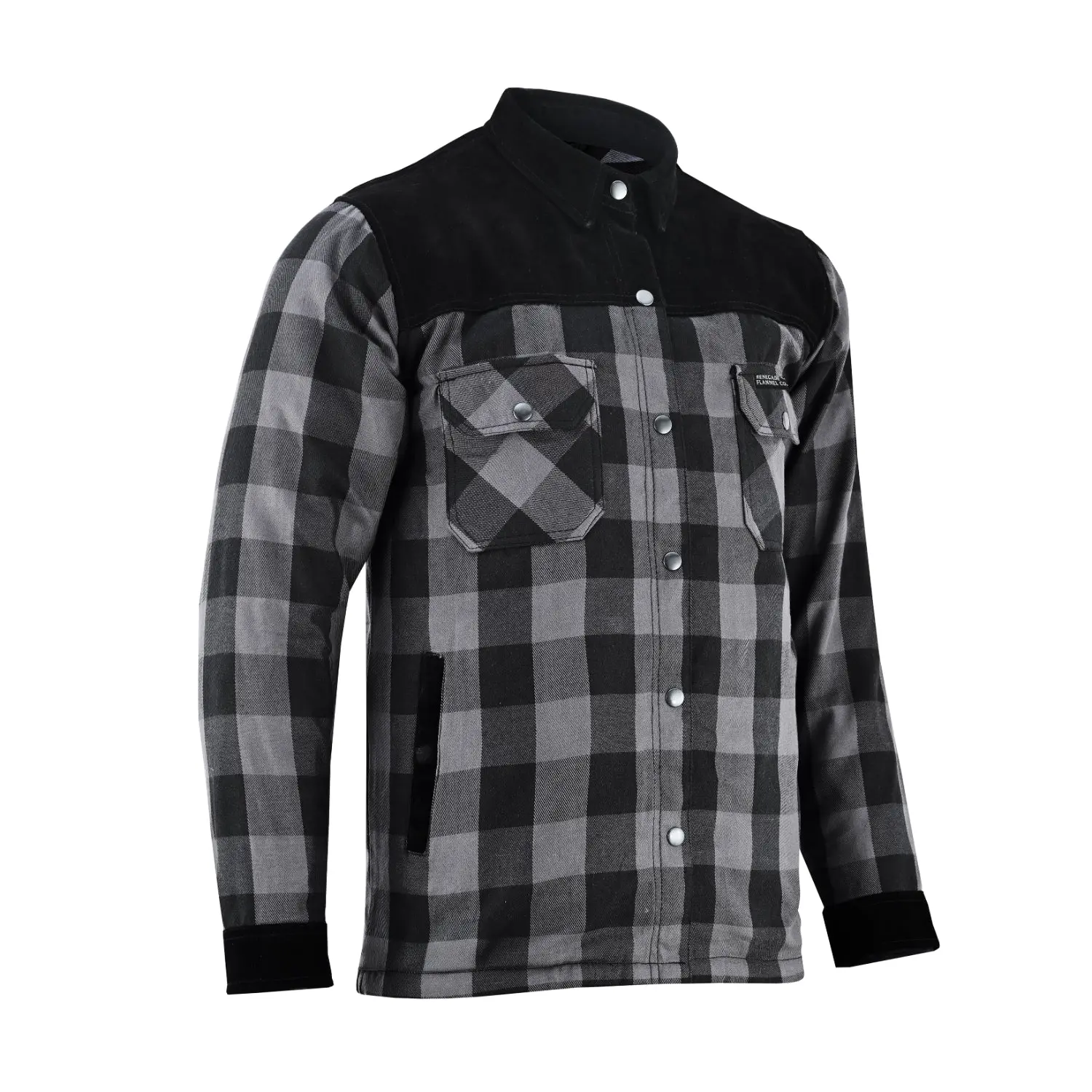 DANIEL SMART Men's Menswear Kevlar Reinforced Plaid Flannel Motorcycle Shirt - Stretch Soft Cotton Tops with Leather Patches, Concealed Carry Pockets, Zipper, Two Outside Hands Pockets