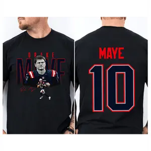 100% Cotton I Heart Drake Maye Number 10 Tee, Football Star Signature Grpahic Shirt for Fan, Unisex Game Day Pride Cheering Shirt