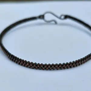 WirewrapMuse Handmade Wirewrapped Minimalist Unisex Copper Bracelet with Unique Design and Secure Hook Closure