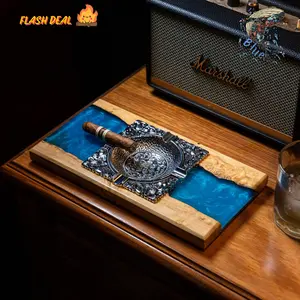 Handmade Wood Resin Ashtray – Unique Epoxy Art, Custom Smoking Accessory, Durable & Stylish Decor, Personalized Gift for Him