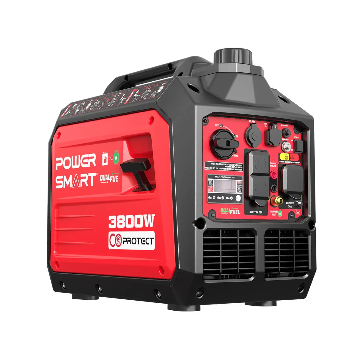 (Storm Ready)PowerSmart 3800/3300 Watt Dual Fuel Portable Inverter Generator Gas/Propane with CO Protect, Hurricane season, (HB5040DC) (Storm Ready)PowerSmart 3800/3300 Watt Dual Fuel Portable Inverter Generator Gas/Propane with CO Protect, Hurricane season, (HB5040DC)