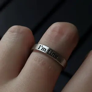 Letter Engraved Stainless Steel Ring &Copper ring, Fashion Jewelry for Party , Daily Clothing Decor , Trendy All - match & Exquisite Jewelry for Birthday Gift trust god&keep going&im fine&faith over fear&faith