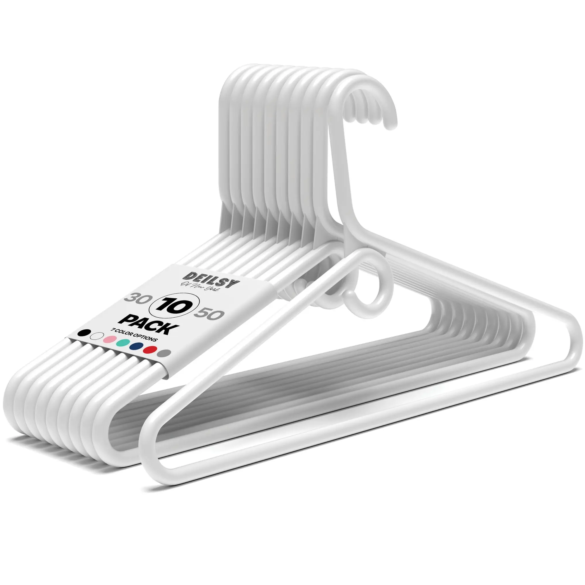 DEILSY Heavy Duty Plastic Hangers 10 Pack - Extra Heavy Duty Hangers for Clothes, Thick White Plastic Hangers, Strong Clothes Hangers with Hook for Scarves & Belts