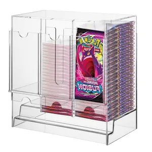 PKMN Acrylic Booster Pack Dispenser, Card Dispenser Storage And Organizer, For Trading Card, Booster Packs, Sports Graded Game Cards Storage Organizer Case Protector(3 / 6 Slots)