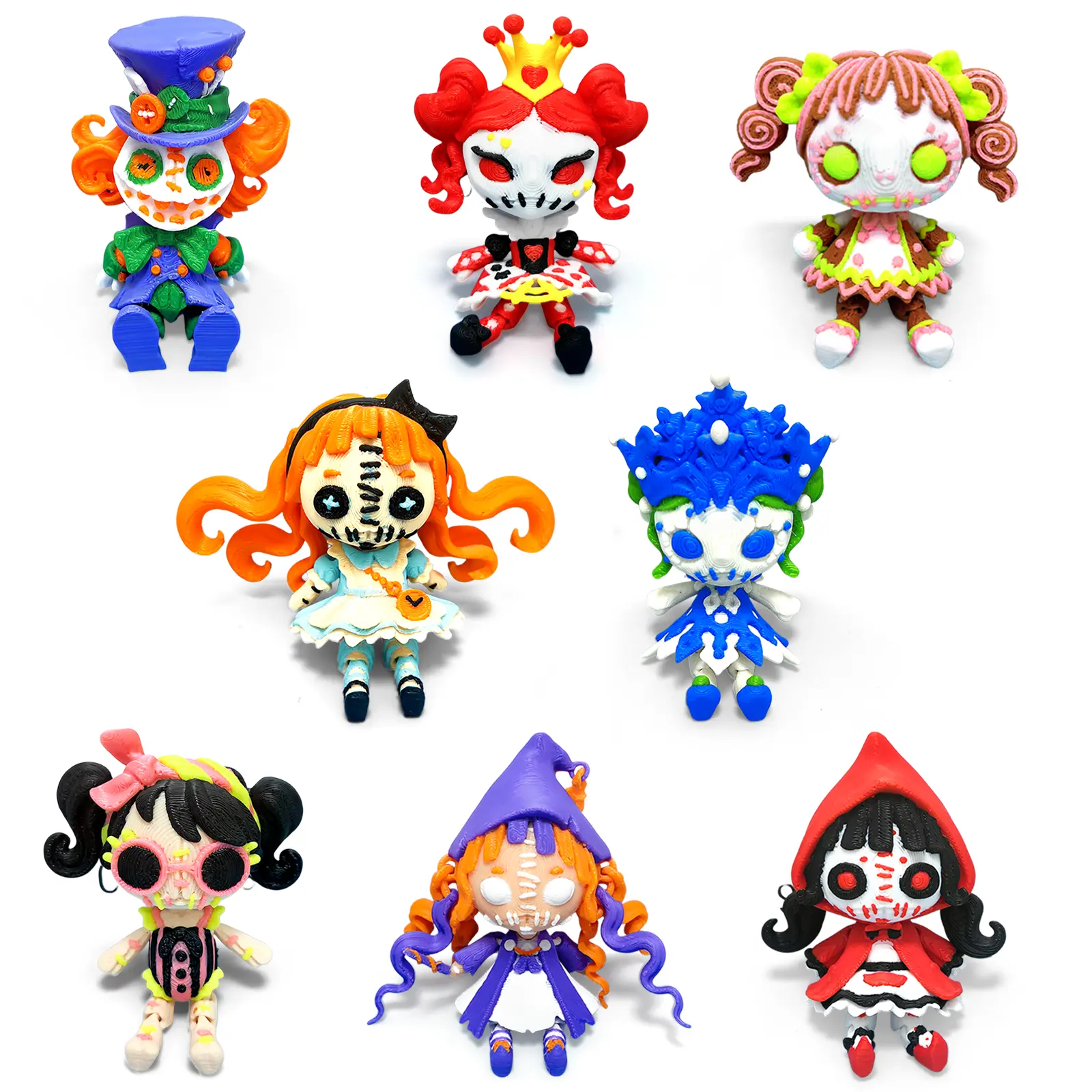 Set of 8 personalized dolls, cute cartoon figurines, cute desktop or car interior decorations, multifunctional indoor and outdoor home decoration gifts, suitable for family and friends