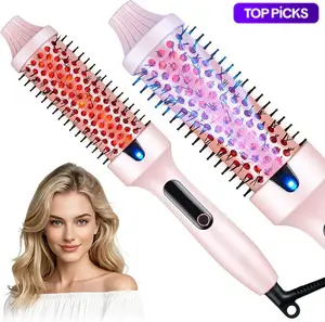 3-in-1 Curling Heat Brush, suitable for all hair types: straightener, curling iron, and styling tool, with LED display, adjustable temperature from 160-210°C, versatile styling, suitable for all hair types