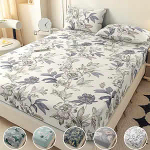 Floral Pattern Bedding Set, 3 Counts/set Including 1 Count Fitted Sheet & 2 Counts Pillowcase without Filler, Soft Comfortable Bedding Set for Bedroom, Decorative Bedsheet Sets