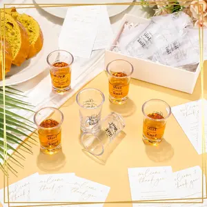 50 Set Wedding Favors for Guests Bulk 1.5oz Acrylic Take a Shot We Tied the Knot Shot Glasses with Thank You Cards Organza Bags for Guest Souvenirs Wedding Bridal Shower Gift