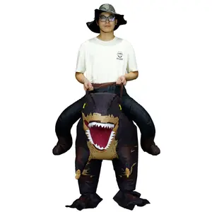 Inflatable Ride-On T-Rex Costume for Adults - Funny Blow Up Dinosaur Rider Outfit for Halloween, Jurassic Themed Parties, Birthday Events & Holiday Gatherings