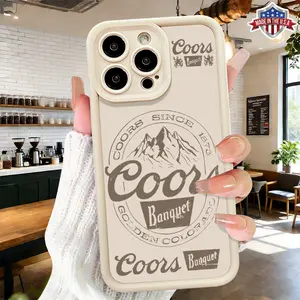 Vintage Mountain Beer Label Typography Pattern Case for iPhone 17 16 15 14 Pro Max 13 12 11 XR XS Plus Air Slim Lightweight Shockproof Anti Drop Protective Durable TPU Cover
