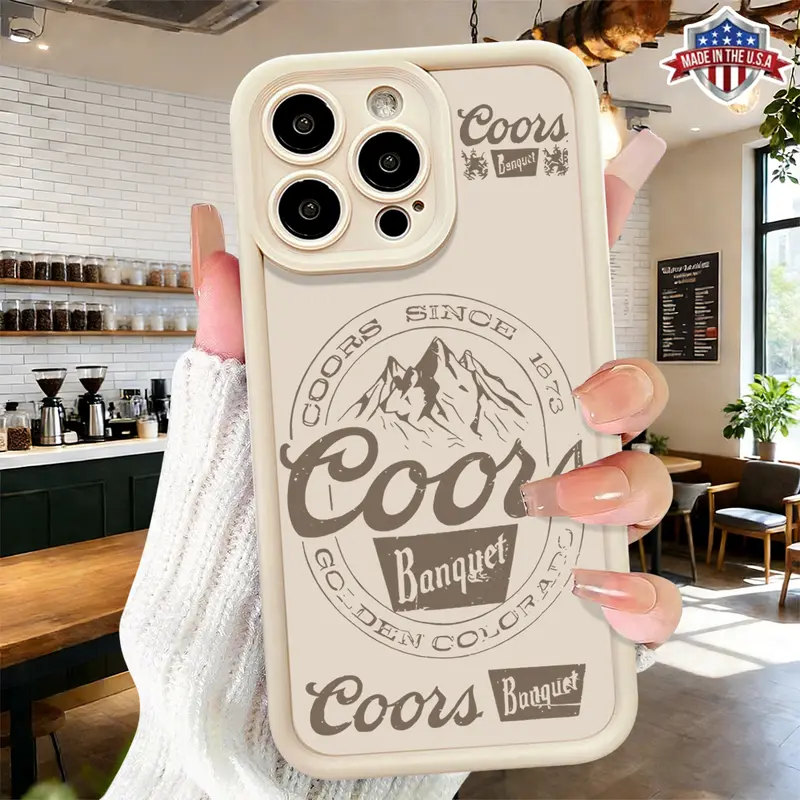 Vintage Mountain Beer Label Typography Pattern Case for iPhone 17 16 15 14 Pro Max 13 12 11 XR XS Plus Air Slim Lightweight Shockproof Anti Drop Protective Durable TPU Cover,junk,cases🛍️,promax