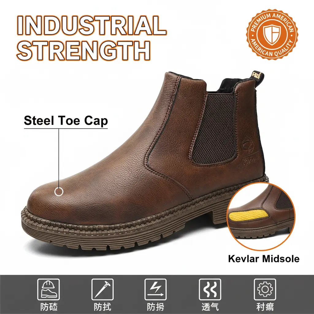 Unisex Outdoor Work Shoes, Waterproof Safety Sneakers with Steel Toe Cap, Anti Slip Sole and Puncture Resistant Plate for Mechanic, Garage and Repair Work