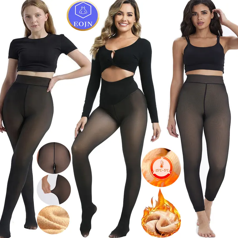 EOJN Women's Winter Fleece-Lined Tights,High Waist Thick Thermal Tights, Ankle-Length Leggings Warm Bottoms, High-Stretch Soft Breathable Basic Everyday Under Dress Wear, Suitable for Indoor & Outdoor, 3 Styles to Choose From