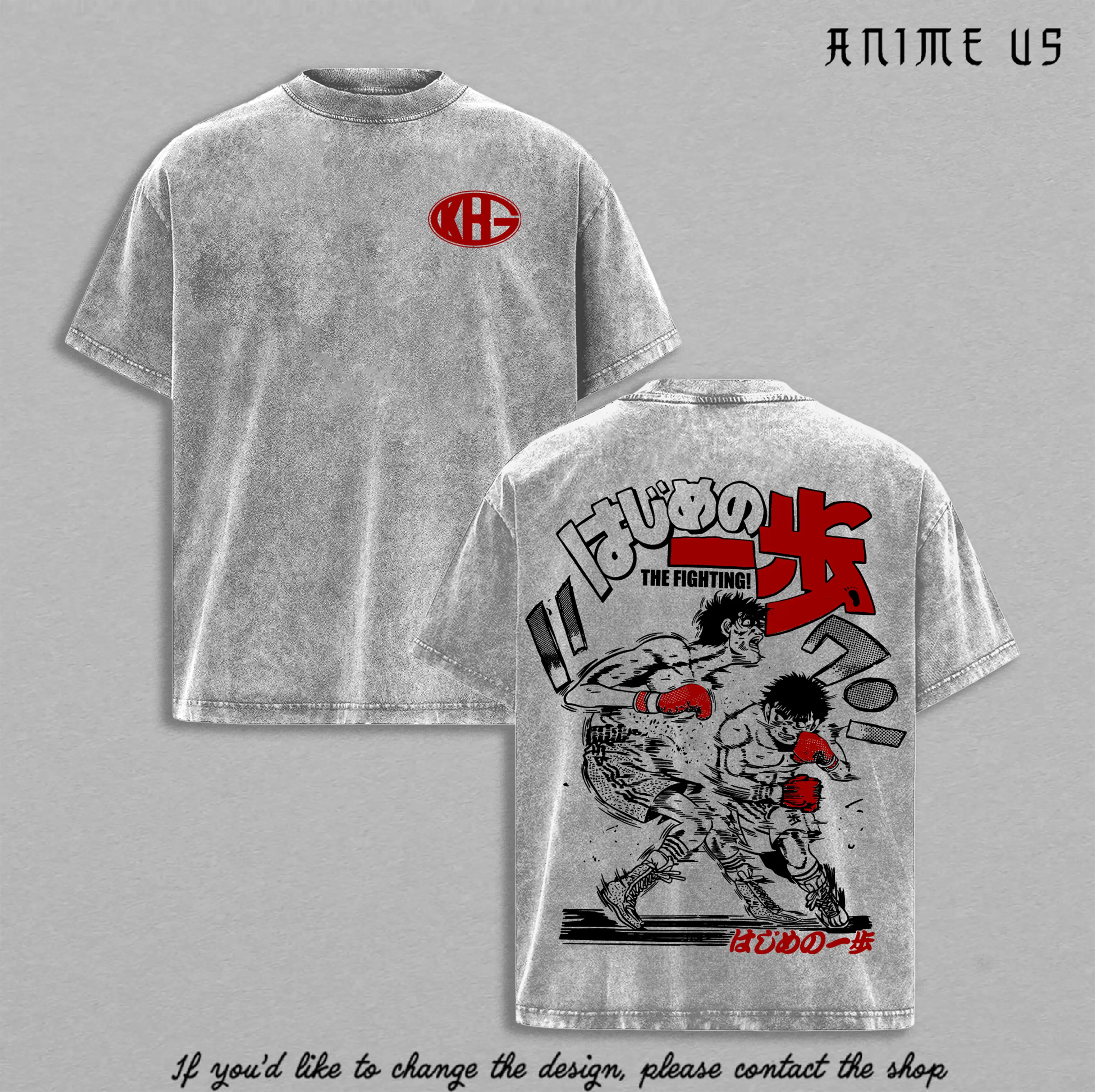 Ippo Makunouchi x Hajime no Ippo Boxing T-Shirt – Vintage Washed , The Fighting Ippo Anime Graphic Shirt Oversized Anime Streetwear Apparel,  Unisex Top
