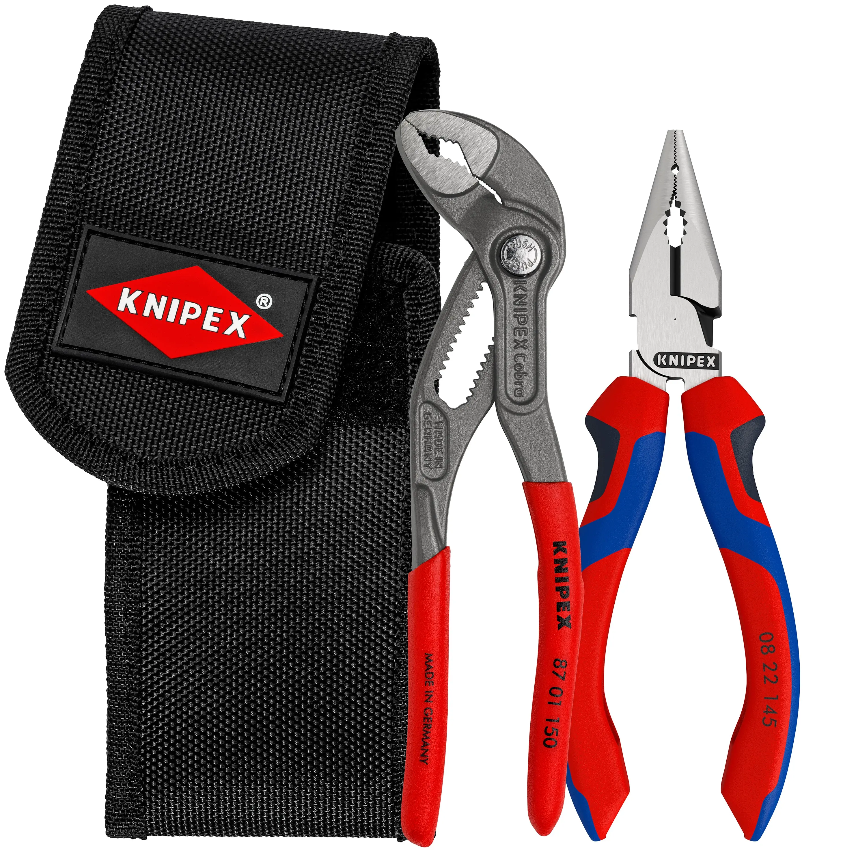 Knipex 00 20 72 V06 2 Pc Mini Pliers in Belt Pouch - Cobra® and Needle-Nose