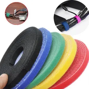 Self Adhesive Fastener Tape, 1 Roll Reusable Strong Hooks Loops Cable Tie, Magic Tape for Home Office Dormitory Kitchen Use