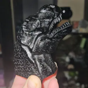 Obsidian Carved Dinosaurs - Crystal - Carving - Decor- Black Crystals - Animal Carving