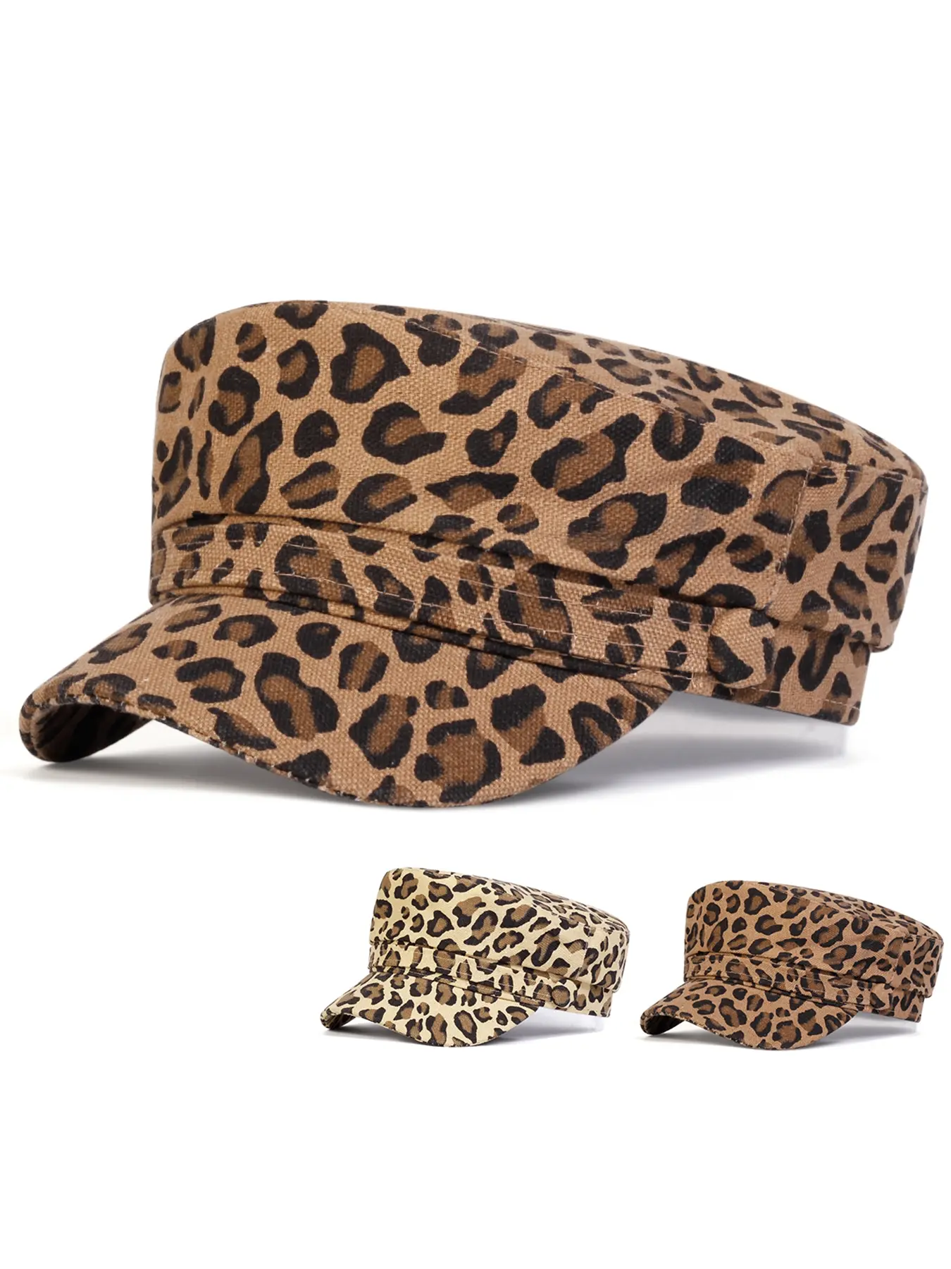 Unisex Leopard Print Beret Hat, High Quality Hat, Adjustable Sun Protection Casual Outdoor Cap, Suitable for Spring & Fall Travel Beach Vacation, Adjustable Streetwear Hat, Adjustable Fit Hat