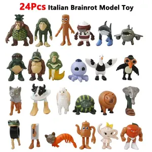 8-24Pcs Italian Brainrot Anime Action Figure Set Tung Tung Sahur Tralalero Tralala Bombardino Crocodilo Figures Model Toy Gifts