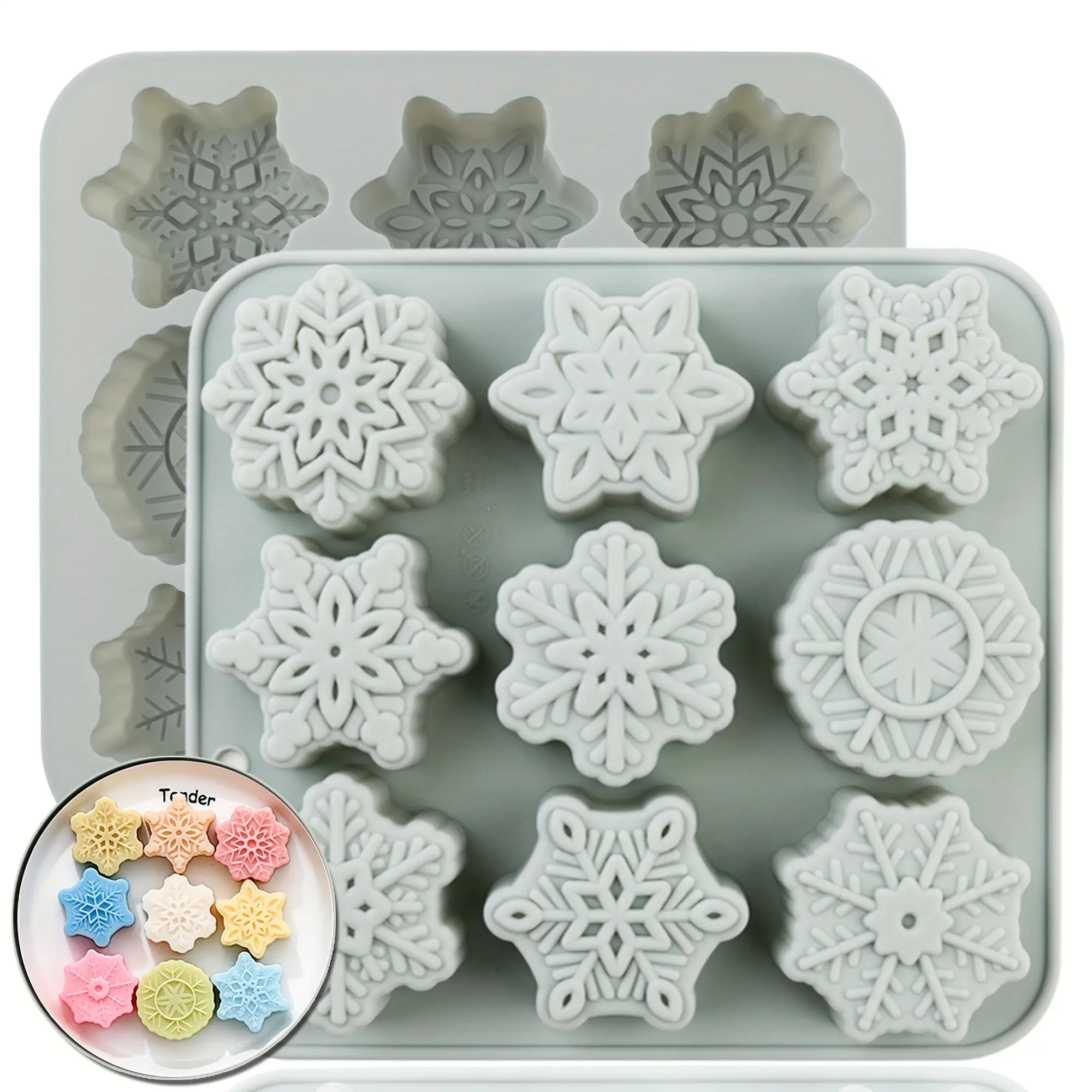 Silicone Christmas Snowflake Mold - Thick Non-Stick Silicone Mold Chocolate & Sweet Moulds for Candle Making, Baking (Cakes, Mousse) & Desserts (Puddings, Jellies)