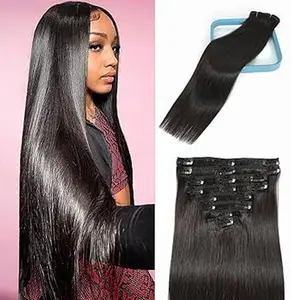 Luxury Human Hair Clip-In Extensions 16" #1B