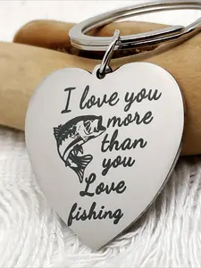 As much as you love fishing, I love you more - stylish gifts, heart-shaped stainless steel keychains for fishing lovers
