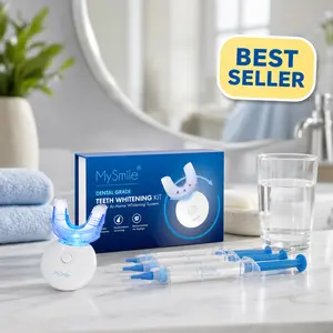 MySmile 10-Min Whiter Smile | LED Teeth Whitening Kit with 5 Blue Light, Whitening Gel for Sensitive Teeth, Coffee & Wine Stain Removal