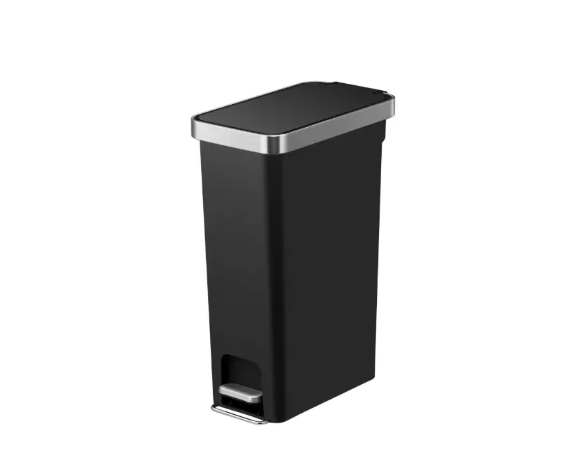 Better Homes & Gardens 10.5 Gallon Kitchen Step Trash Can, Plastic Slim Step-On Kitchen Trash Can, Black