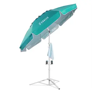 AMMSUN 6.5ft Shade Umbrella with Stand, Lightweight Portable Freestanding Canopy for Sporting Events, Adjustable Sun Protection, Easy Carry, Turquoise