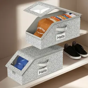 Baseball Cap, 1/2 Counts Large Capacity Foldable Hat Organizer, Versatile Storage Solution for Hats and Toys, Home Organizer for Bedroom, Collapsible Storage Bins, Box Only