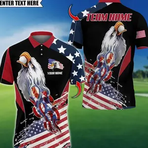 Golf Eagle US Flag Polo Shirt, Custom Team Name 3D Polo Shirt, Golf Team Jersey for Golfer, Gift for Golfer, Golf Shirt. S-5XL S98K