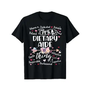 teen clothes Dietary Aide Team Crew - Black T-Shirt Featuring The Motivational "It'S a Dietary Aide" Design, Ideal for Mother'S Day And Festive Occasions, Casual Attire, Playful Graphic Tee, Long-Lasting Print Shirt, Gifts for Dietary Aides