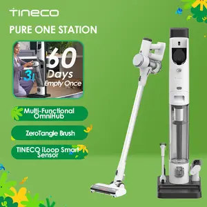 Tineco Pure ONE Station Cordless Vacuum Cleaner with 3L Auto Dust Base, Smart Stick Vacuum Cleaner Powerful Suction & Lightweight, ZeroTangle Brush for Hard Floor, Carpet & Pet Hair, White