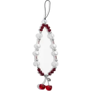 Ouligay Cherry Phone Charm Strap Cute Phones Lanyard Wrist Beaded Camera Strap Wrist Chain String for Bag Case Bags Pendants Decor Chains Small Gifts for Best Friend Sister