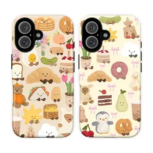 Cute Jelly Cat Phone Case – Kawaii Food Friends Phone Cover For iPhone 17 16 15 14 13 12 Mini 11 Pro Max X 8 7 Plus SE & SS Galaxy, Bakery Aesthetic – Croissant, Donut & Teddy Bear, Adorable Gift for Her Women Girls Bestie BFF