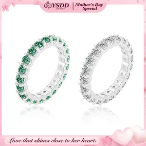 【#248 Ferris Wheel】 Synthetic Moissanite Eternity Band, Round Cut 3mm*20 D Color 925 Sterling Silver Wedding Band Ring for Women