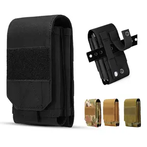 Tactical Double-Layer Phone Pouch, 1000D Nylon MOLLE Belt Holster, Velcro Closure, Fits 4.0"-6.9" Phones, for Outdoor Hiking Cycling Work Military Use