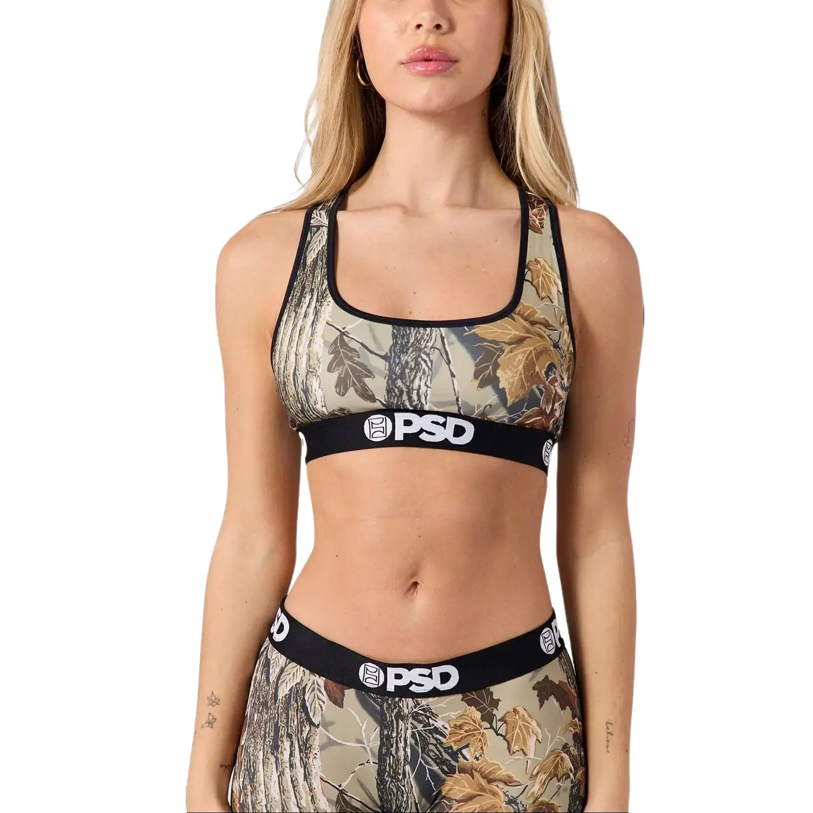PSD Womens Realtree Xtra Grey Racerback Sports Bra - Comfortable, Breathable, Ultra-light Fabric